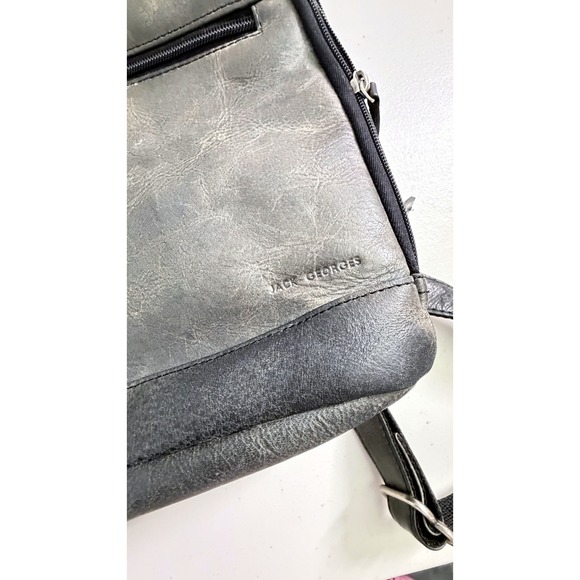 Jack Georges Gray Voyager Distressed Leather Backpack Purse‎ Small Organizer USA main image 4